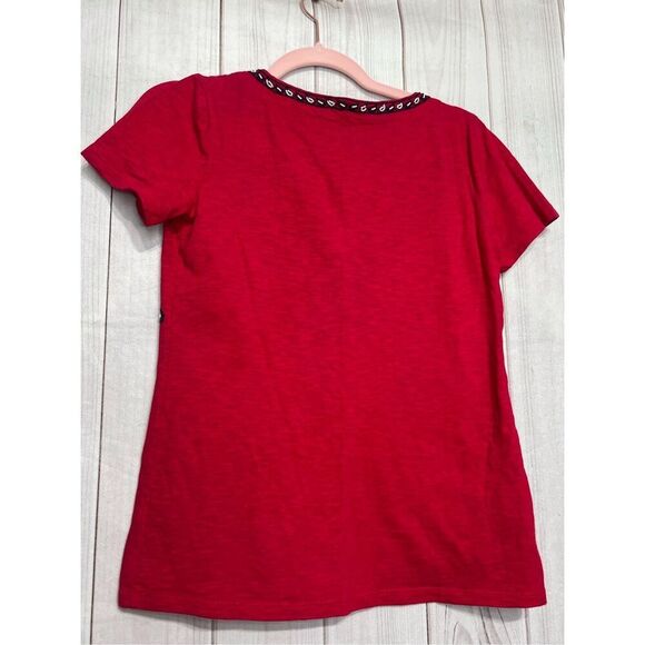 Talbots embroidered split neck red size P - Picture 6 of 8